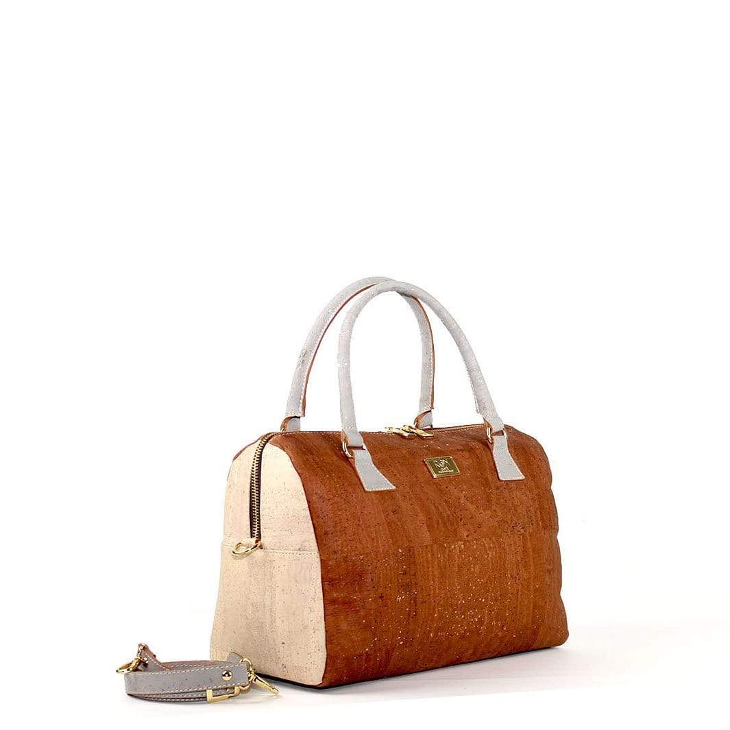 Two-Toned Cork Crossbody with Large Slip Pocket Natural & Brown