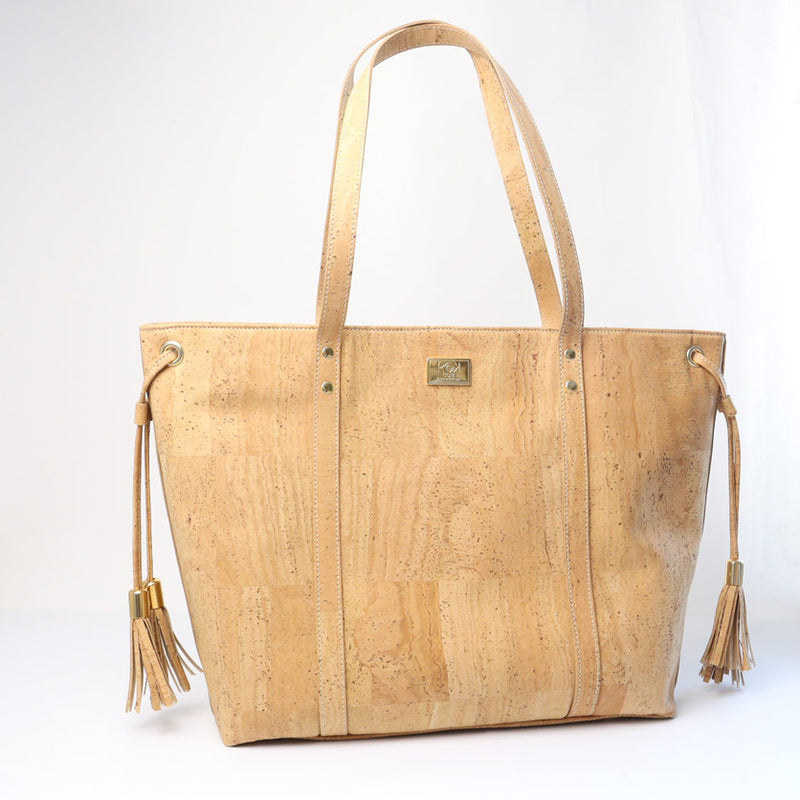 Olivia Luxe Cork Tote Handbag  | Natural