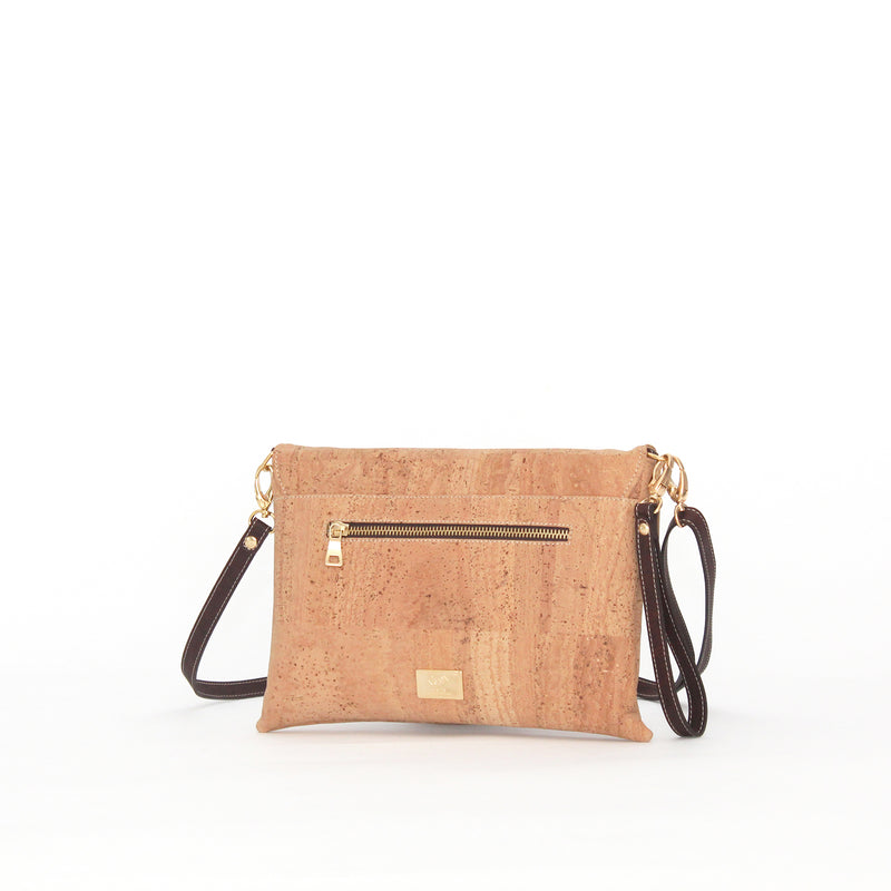cork crossbody in natural and brown cork combination made in portugal