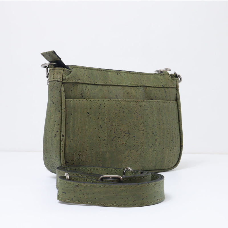 Flora Small Shoulder Cork Bag | Hunter Green