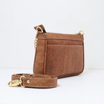 Compact cork crossbody with gold chain strap – Flora vegan shoulder bag by ROK CORK