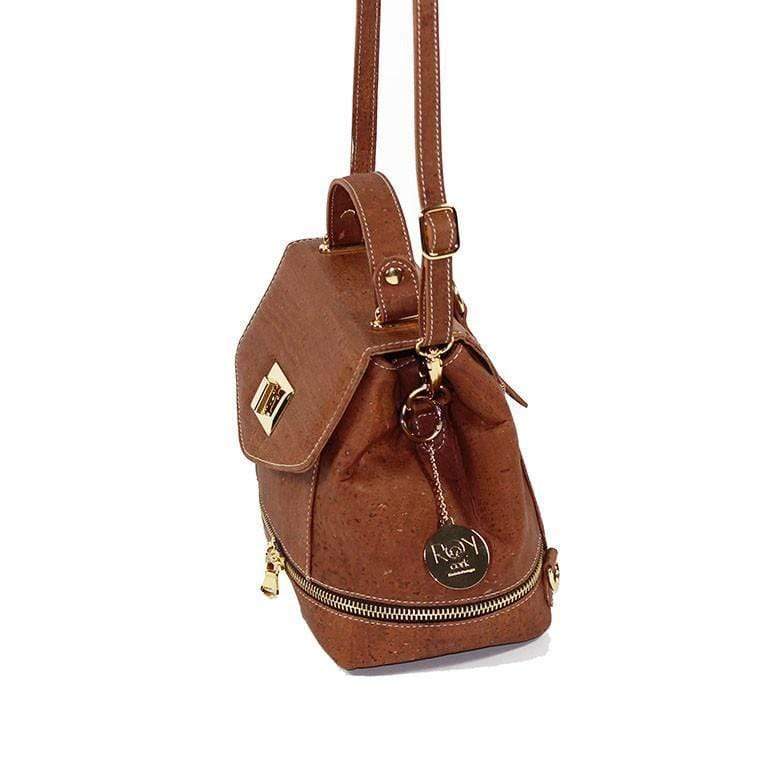 Suzy Q Mini Cork Backpack – Salted Caramel Convertible Vegan Bag