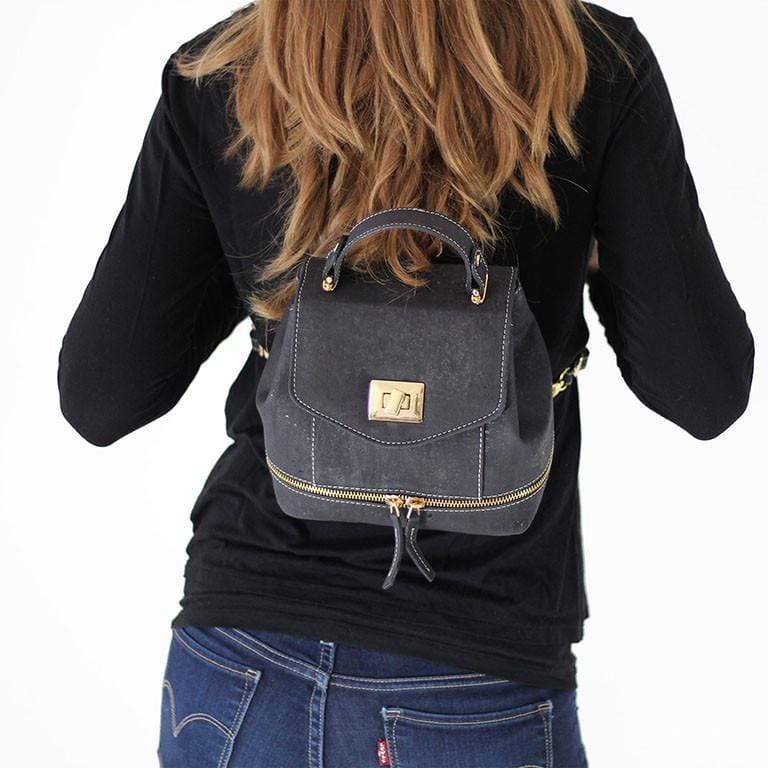 Suzy Q Cork Mini Backpack | Black - [rokcork]